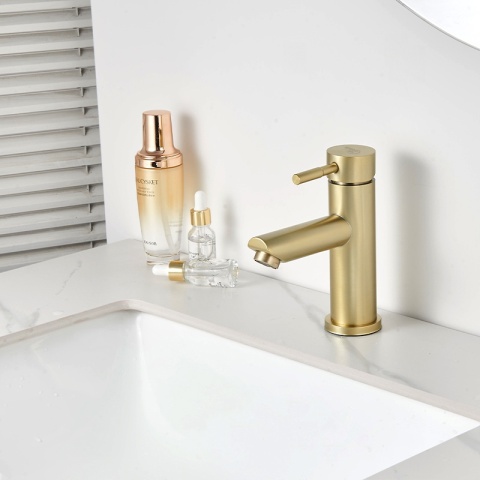 BATERIA UMYWALKOWA ŁAZIENKOWA STOJĄCA NABLATOWA ARLEY ZŁOTA SZCZOTKOWANA