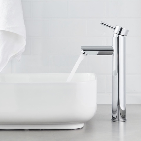 BATERIA UMYWALKOWA ŁAZIENKOWA STOJĄCA WYSOKA NABLATOWA KRAN ARLEY-H-CH CHROM