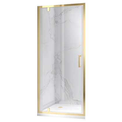 DRZWI PRYSZNICOWE UCHYLNE DO WNĘKI ZES-KZ18A-GL-BR-70 ZŁOTY SZCZOTKOWANY 70 CM 6 MM