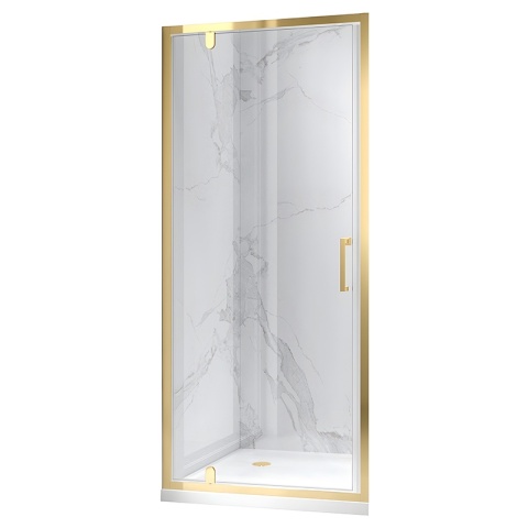 DRZWI PRYSZNICOWE UCHYLNE DO WNĘKI ZES-KZ18A-GL-BR-70 ZŁOTY SZCZOTKOWANY 70 CM 6 MM