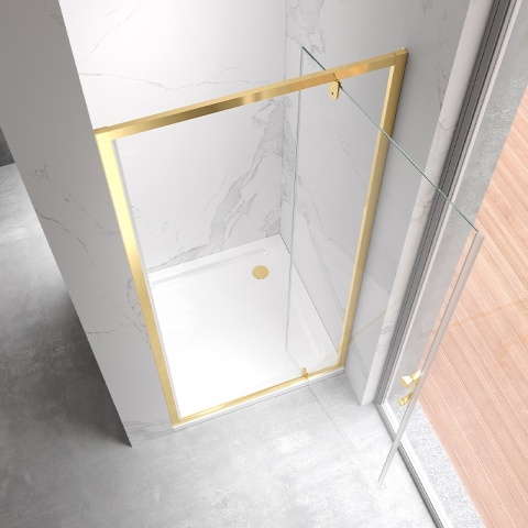 DRZWI PRYSZNICOWE UCHYLNE DO WNĘKI ZES-KZ18A-GL-BR-70 ZŁOTY SZCZOTKOWANY 70 CM 6 MM