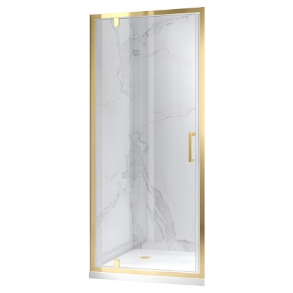 DRZWI PRYSZNICOWE UCHYLNE DO WNĘKI ZES-KZ18B-GL-BR-80 ZŁOTY SZCZOTKOWANY 80 CM 6 MM