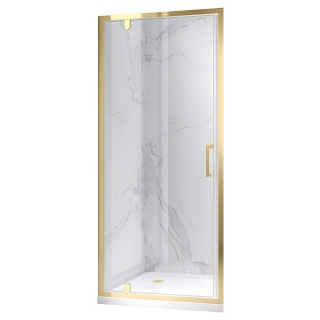 DRZWI PRYSZNICOWE UCHYLNE DO WNĘKI ZES-KZ18C-GL-BR-90 ZŁOTY SZCZOTKOWANY 90 CM 6 MM