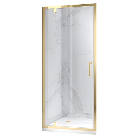 DRZWI PRYSZNICOWE UCHYLNE DO WNĘKI ZES-KZ18C-GL-BR-90 ZŁOTY SZCZOTKOWANY 90 CM 6 MM