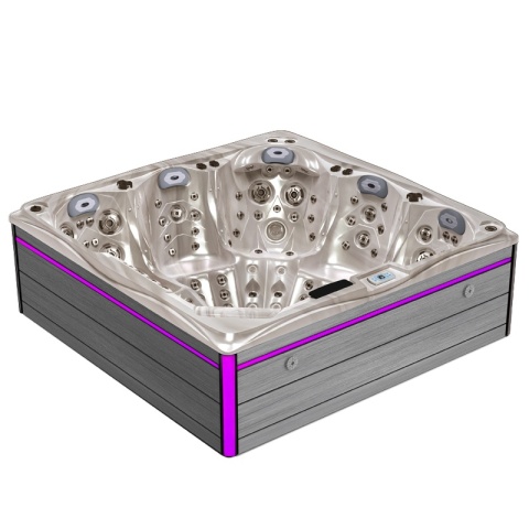 JACUZZI OGRODOWE WANNA SPA748 CAPPUCCINO OBUDOWA SZARA DESKA F27 230x230 CM