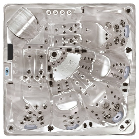 JACUZZI OGRODOWE WANNA SPA748 CAPPUCCINO OBUDOWA SZARA DESKA F27 230x230 CM