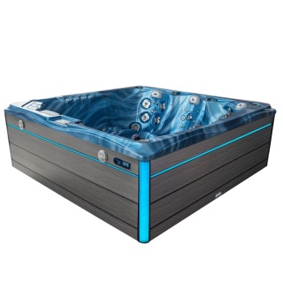 JACUZZI OGRODOWE WANNA SPA748 NIEBIESKA FALA OCEANU OBUDOWA SZARA DESKA F24 230x230 CM