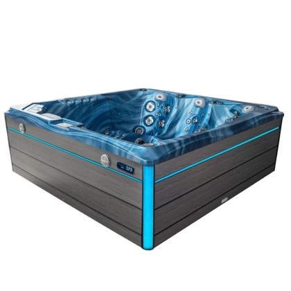 JACUZZI OGRODOWE WANNA SPA748 NIEBIESKA FALA OCEANU OBUDOWA SZARA DESKA F24 230x230 CM