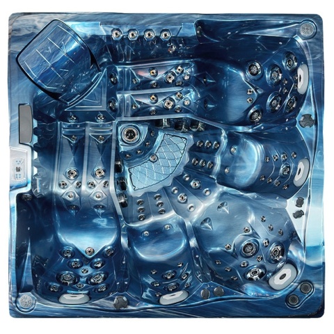 JACUZZI OGRODOWE WANNA SPA748 NIEBIESKA FALA OCEANU OBUDOWA SZARA DESKA F24 230x230 CM