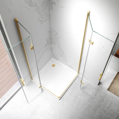 KABINA PRYSZNICOWA KWADRATOWA ZES-KZ08B-GL-BR-80 ZŁOTY SZCZOTKOWANY 80x80 CM