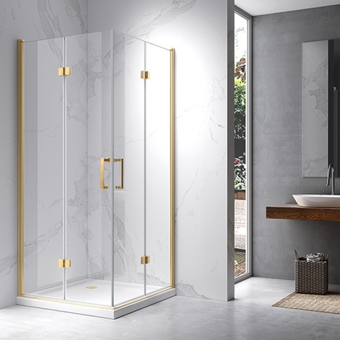 KABINA PRYSZNICOWA KWADRATOWA ZES-KZ08C-GL-BR-90 ZŁOTY SZCZOTKOWANY 90x90 CM