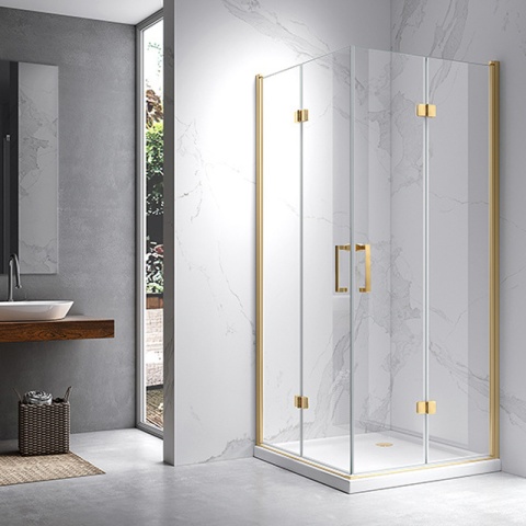 KABINA PRYSZNICOWA KWADRATOWA ZES-KZ08C-GL-BR-90 ZŁOTY SZCZOTKOWANY 90x90 CM