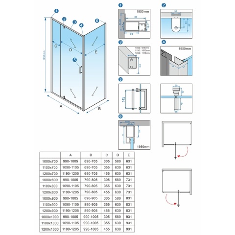 KABINA PRYSZNICOWA PROSTOKĄTNA ZES-KZ07C-120X90 CHROM 120x90 CM