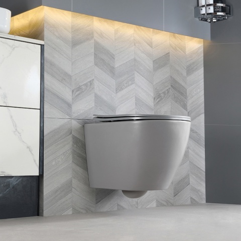 MISKA WC WISZĄCA RIMLESS MIZU-MTGR-RIM-03 SZARY MAT DESKA WOLNOOPADAJĄCA DUROPLAST