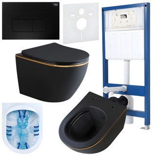 ZESTAW PODTYNKOWY WC STELAŻ HYDROSAN MISKA MIZU-MTB-GL-RIM-03 PRZYCISK BUTTON-5-BL CZARNY