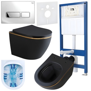 ZESTAW PODTYNKOWY WC STELAŻ HYDROSAN MISKA MIZU-MTB-GL-RIM-03 PRZYCISK BUTTON-6-CH CHROM