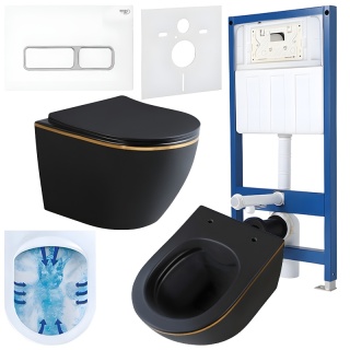 ZESTAW PODTYNKOWY WC STELAŻ HYDROSAN MISKA MIZU-MTB-GL-RIM-03 PRZYCISK BUTTON-6-WH BIAŁY