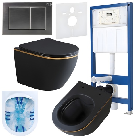 ZESTAW PODTYNKOWY WC STELAŻ HYDROSAN MISKA MIZU-MTB-GL-RIM-03 PRZYCISK BUTTON-7-CH CHROM