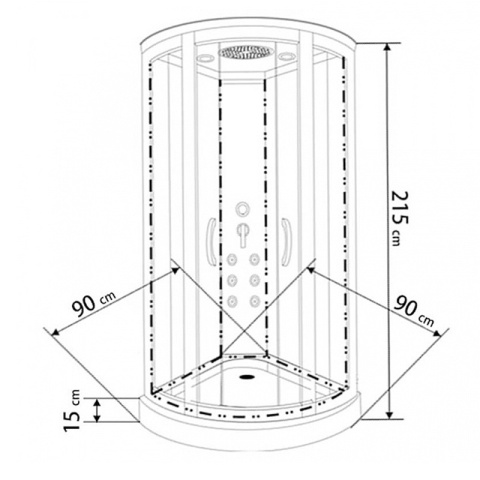 KABINA PRYSZNICOWA Z HYDROMASAŻEM WSH7602A 90x90 CM