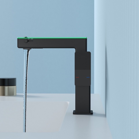 BATERIA UMYWALKOWA STOJĄCA ŁAZIENKOWA MEGI-BL CZARNA WYŚWIETLACZ LED