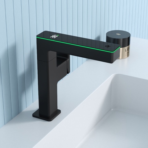 BATERIA UMYWALKOWA STOJĄCA ŁAZIENKOWA MEGI-BL CZARNA WYŚWIETLACZ LED