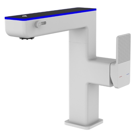 BATERIA UMYWALKOWA STOJĄCA ŁAZIENKOWA MEGI-WH BIAŁA WYŚWIETLACZ LED