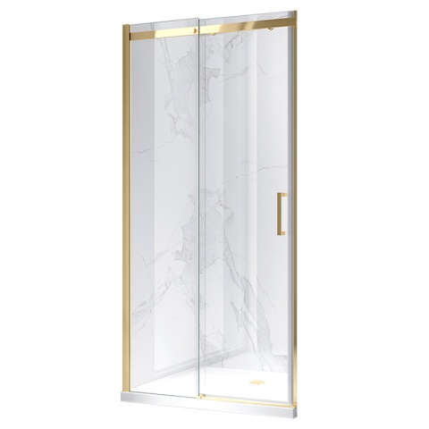 DRZWI PRYSZNICOWE PRZESUWNE DO WNĘKI ZES-KZ09C-GL-BR-120 ZŁOTE SZCZOTKOWANE 115-120 CM 8 MM