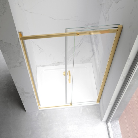 DRZWI PRYSZNICOWE PRZESUWNE DO WNĘKI ZES-KZ09C-GL-BR-120 ZŁOTE SZCZOTKOWANE 115-120 CM 8 MM