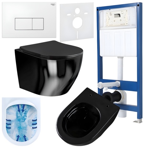 ZESTAW PODTYNKOWY WC STELAŻ HYDROSAN MISKA MIZU-BL-RIM-03 PRZYCISK BUTTON-5-WH BIAŁY