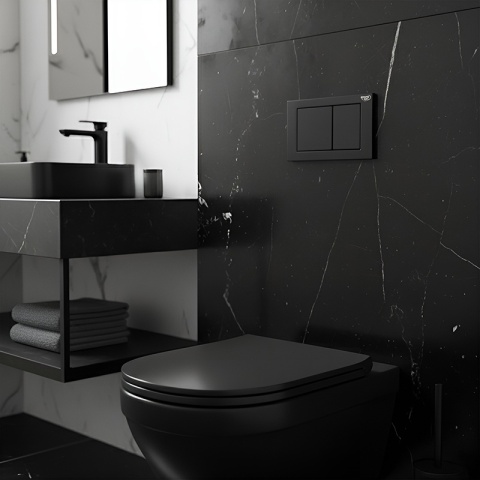 ZESTAW PODTYNKOWY WC STELAŻ HYDROSAN MISKA MIZU-BL-RIM-03 PRZYCISK BUTTON-7-BL CZARNY