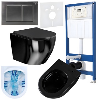 ZESTAW PODTYNKOWY WC STELAŻ HYDROSAN MISKA MIZU-BL-RIM-03 PRZYCISK BUTTON-7-CH CHROM