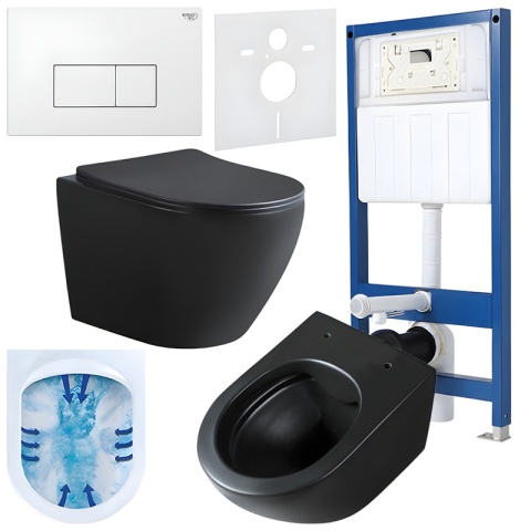 ZESTAW PODTYNKOWY WC STELAŻ HYDROSAN MISKA MIZU-MTB-RIM-03 PRZYCISK BUTTON-5-WH BIAŁY