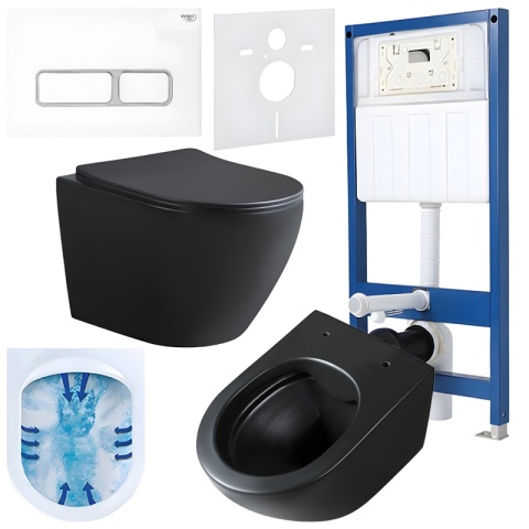 ZESTAW PODTYNKOWY WC STELAŻ HYDROSAN MISKA MIZU-MTB-RIM-03 PRZYCISK BUTTON-6-WH BIAŁY