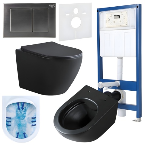 ZESTAW PODTYNKOWY WC STELAŻ HYDROSAN MISKA MIZU-MTB-RIM-03 PRZYCISK BUTTON-7-CH CHROM