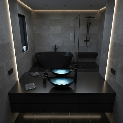 UMYWALKA NABLATOWA SZKLANA OWALNALAVI-BU-BL-530 NIEBIESKI POŁYSK 54x37 CM