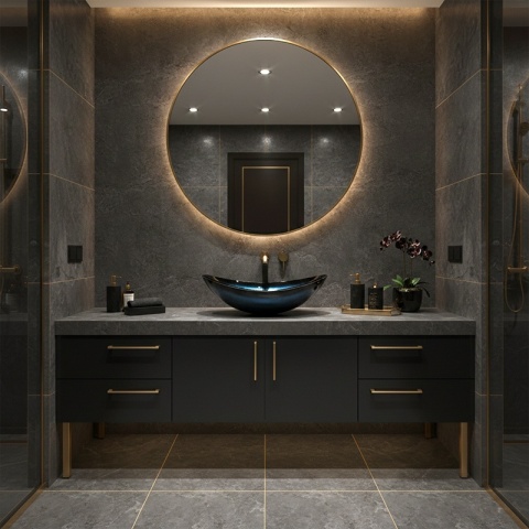 UMYWALKA NABLATOWA SZKLANA OWALNALAVI-BU-BL-530 NIEBIESKI POŁYSK 54x37 CM