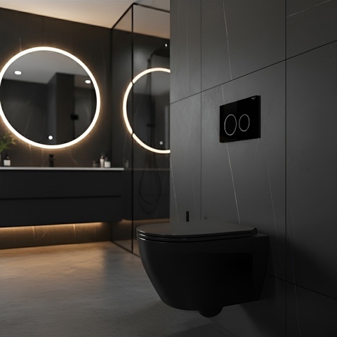 ZESTAW PODTYNKOWY WC STELAŻ HYDROSAN MISKA AQUA-WH-03 PRZYCISK BUTTON-4-BL CZARNY