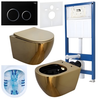 ZESTAW PODTYNKOWY WC STELAŻ HYDROSAN MISKA MIZU-GL-BL-RIM-03 PRZYCISK BUTTON-4-BL CZARNY