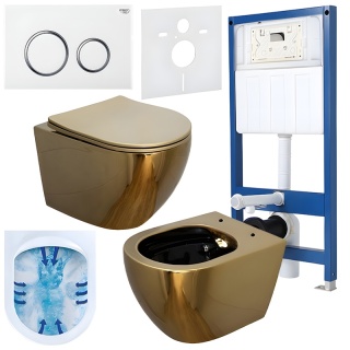 ZESTAW PODTYNKOWY WC STELAŻ HYDROSAN MISKA MIZU-GL-BL-RIM-03 PRZYCISK BUTTON-4-WH BIAŁY