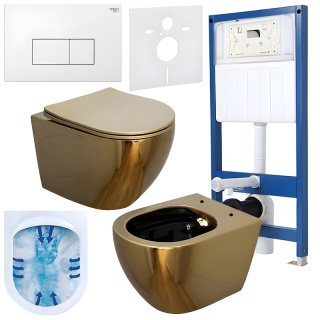 ZESTAW PODTYNKOWY WC STELAŻ HYDROSAN MISKA MIZU-GL-BL-RIM-03 PRZYCISK BUTTON-5-WH BIAŁY