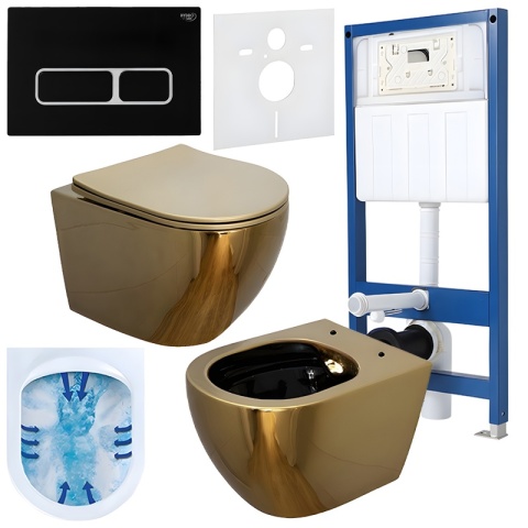 ZESTAW PODTYNKOWY WC STELAŻ HYDROSAN MISKA MIZU-GL-BL-RIM-03 PRZYCISK BUTTON-6-BL CZARNY