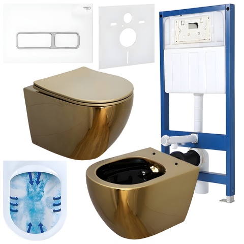 ZESTAW PODTYNKOWY WC STELAŻ HYDROSAN MISKA MIZU-GL-BL-RIM-03 PRZYCISK BUTTON-6-WH BIAŁY