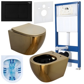 ZESTAW PODTYNKOWY WC STELAŻ HYDROSAN MISKA MIZU-GL-BL-RIM-03 PRZYCISK BUTTON-7-BL CZARNY