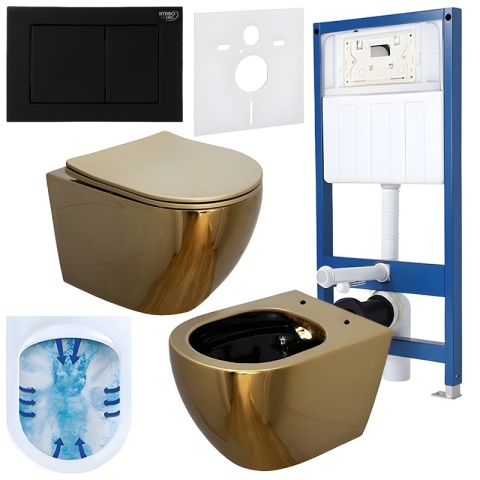 ZESTAW PODTYNKOWY WC STELAŻ HYDROSAN MISKA MIZU-GL-BL-RIM-03 PRZYCISK BUTTON-7-BL CZARNY