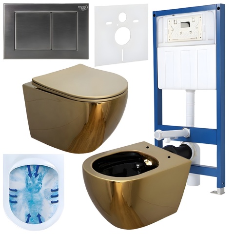 ZESTAW PODTYNKOWY WC STELAŻ HYDROSAN MISKA MIZU-GL-BL-RIM-03 PRZYCISK BUTTON-7-CH CHROM