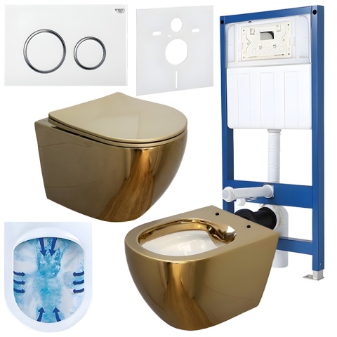 ZESTAW PODTYNKOWY WC STELAŻ HYDROSAN MISKA MIZU-GL-WH-RIM-03 PRZYCISK BUTTON-4-WH BIAŁY