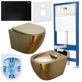 ZESTAW PODTYNKOWY WC STELAŻ HYDROSAN MISKA MIZU-GL-WH-RIM-03 PRZYCISK BUTTON-5-BL CZARNY