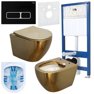 ZESTAW PODTYNKOWY WC STELAŻ HYDROSAN MISKA MIZU-GL-WH-RIM-03 PRZYCISK BUTTON-6-BL CZARNY