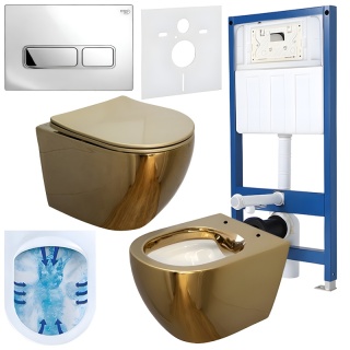 ZESTAW PODTYNKOWY WC STELAŻ HYDROSAN MISKA MIZU-GL-WH-RIM-03 PRZYCISK BUTTON-6-CH CHROM