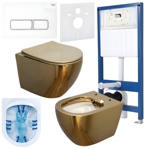 ZESTAW PODTYNKOWY WC STELAŻ HYDROSAN MISKA MIZU-GL-WH-RIM-03 PRZYCISK BUTTON-6-WH BIAŁY